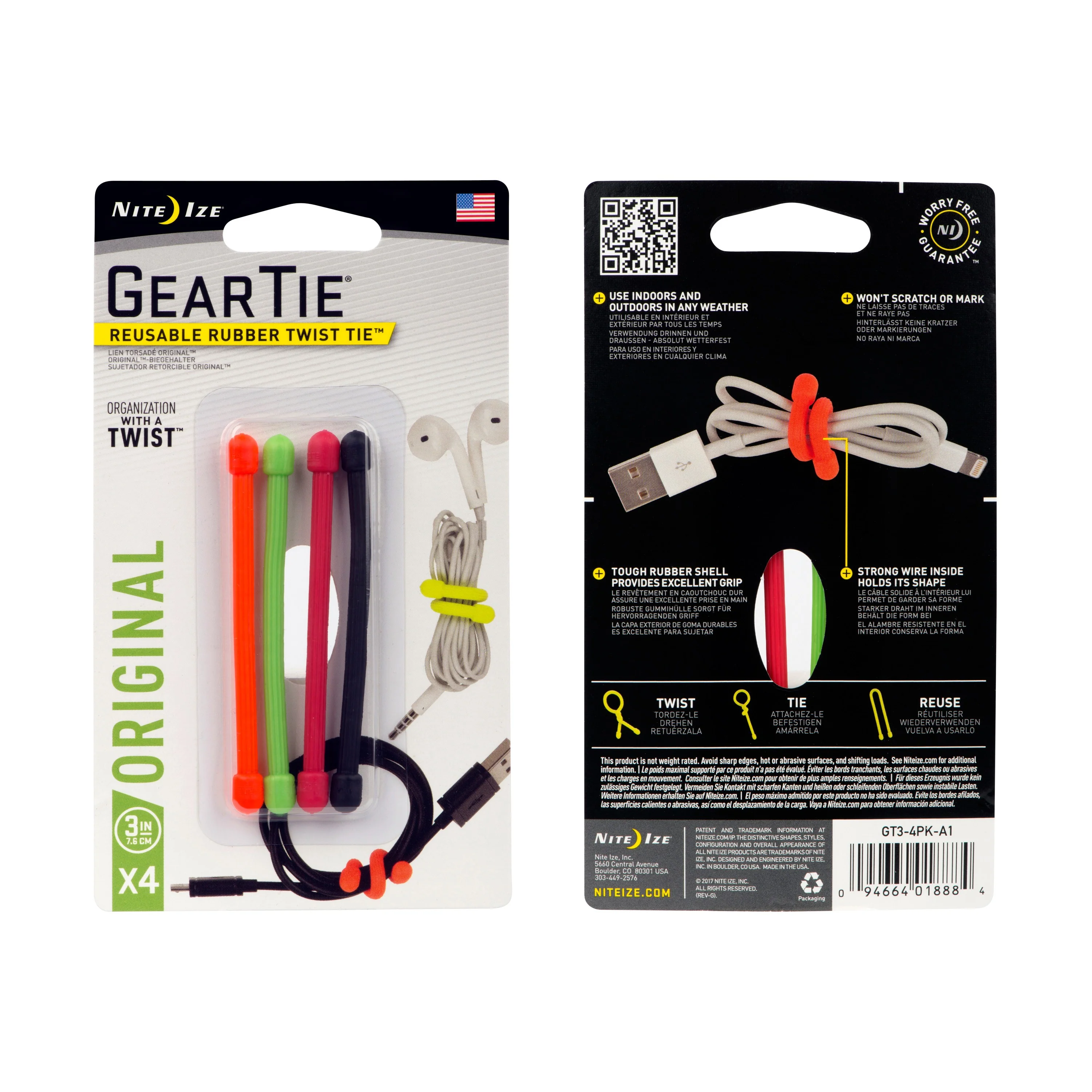 Gear Tie® Twist Tie™ 3" - 4-Pack - Image 5
